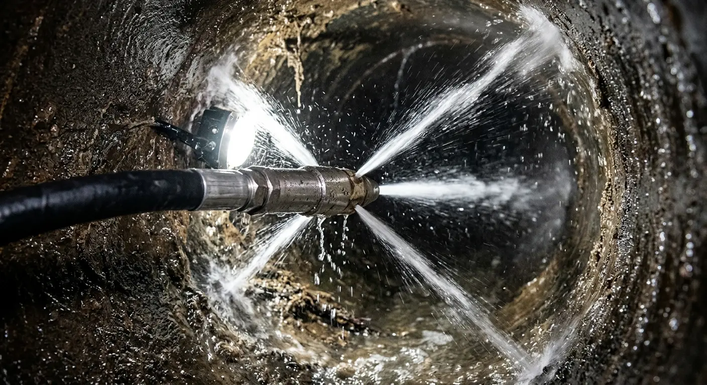 High-pressure hydro jetting nozzle cleaning sewer pipe for Sewer Line Relining in Winters